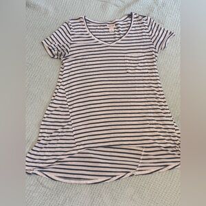 Mossimo Supply Co. Navy and Cream Striped Pocket Tee